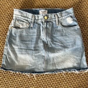 Frame Denim Light Blue Distressed Jean Skirt
